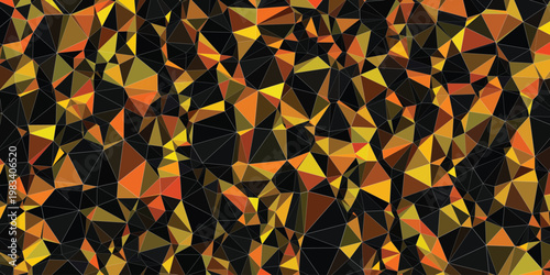 Abstract Background Abstract low poly background, geometric orange and black triangle pattern, modern crystalline mosaic vector texture