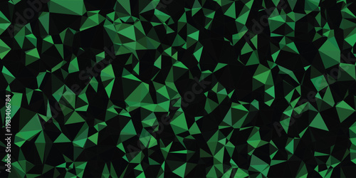 Abstract Background Emerald green low poly background, dark geometric crystal texture, abstract emerald triangular mosaic vector pattern