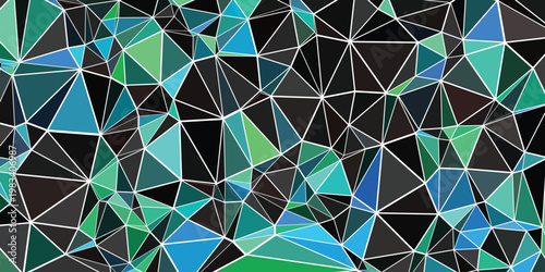 Abstract Background Abstract low poly geometric background, teal and green polygonal mesh vector, dark crystalline mosaic pattern texture