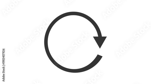 Black circular arrow symbol icon.