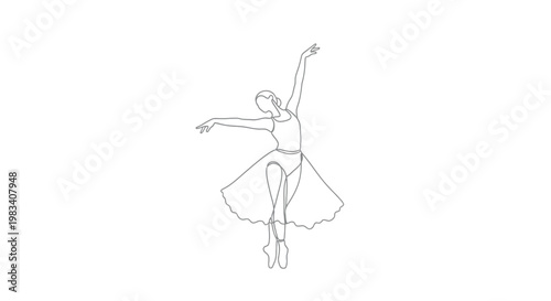A minimalist outline of a ballerina poised gracefully, captured in a single continuous line