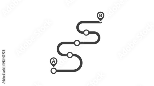 Black Route Map Navigation Path.