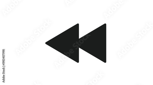 Black rewind button icon symbol.