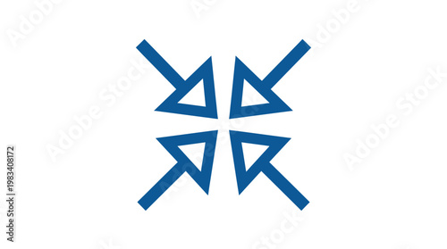 Blue geometric shape with triangles.