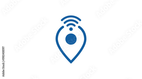 Blue Location Pin with Signal Icon.