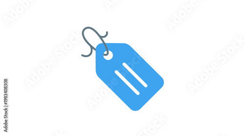 Blue price tag with string.