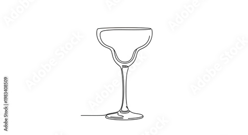 A single line drawing of a margarita glass on a white background