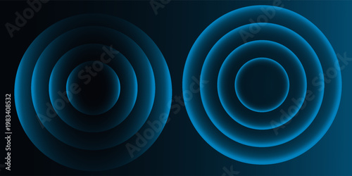 Wifi wave light effect. Radar sensor, beep technology, digital sign.Transparent neon circle symbol. wireless internet connection. Radar or sonar with wireless technology emitting a light effect