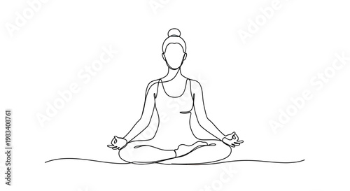 Minimalist line art of a person meditating in a lotus pose