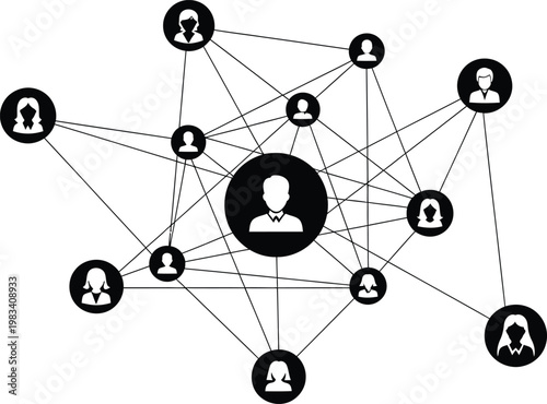 People network connection diagram with central person and links