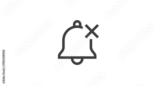 Notification Bell Icon With Cross.