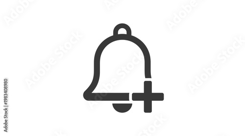 Notification bell icon with plus sign.