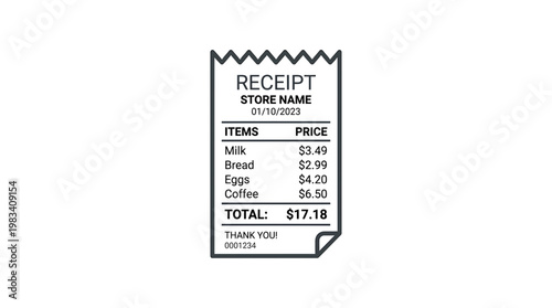 Receipt paper with store information.