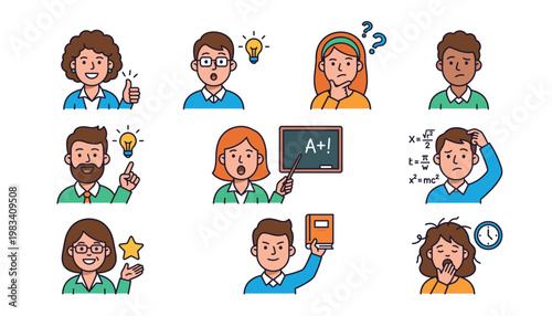 Collection of cartoon people with various expressions and gestures.