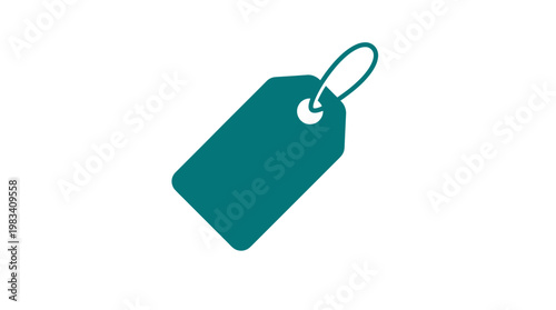 Teal colored tag with string.