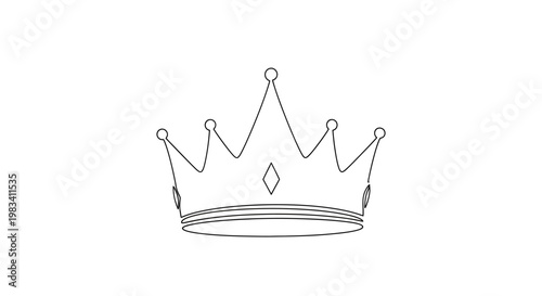 Simple black outline of a regal crown with a small diamond shape