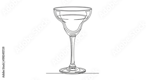 Minimalist line drawing of a stemmed margarita glass with liquid inside
