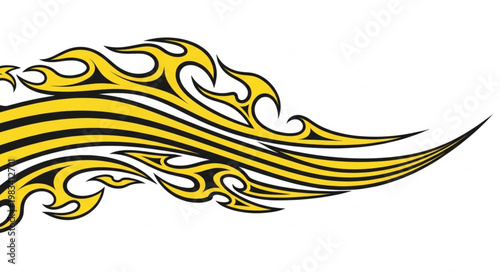 Yellow Black Tribal Flame Graphic Design Element.