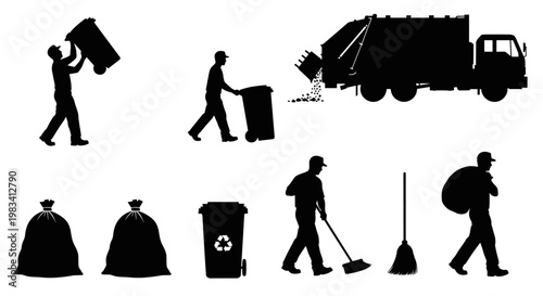 Sanitation workers collecting waste management.