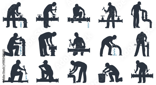 Silhouette of a man working.