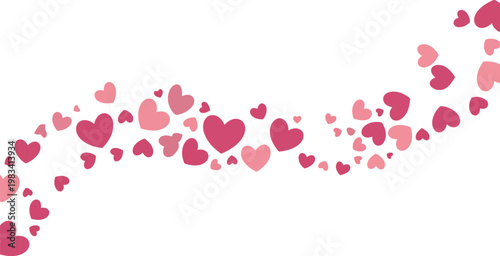Romantic Pink Hearts Wavy Border Illustration Isolated on White Background for Valentine Day Wedding Greeting Card Design and Love Project
