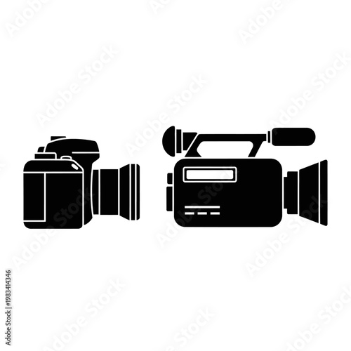Digital Camera and Professional Video Camcorder Icons - Technology Comparison