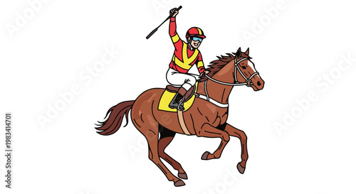 Dynamic illustration of a firefighter riding a horse with a fire hose in action during emergency response