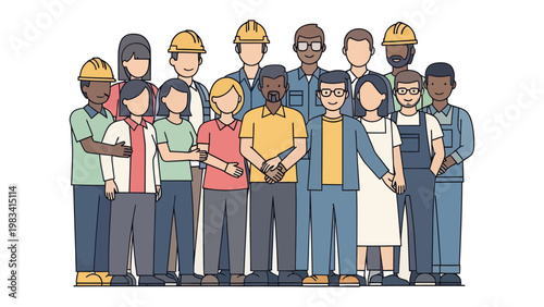 Diverse Professional Group: A collection of professional, encompassing a wide range of individuals, stands united, their diverse backgrounds and expertise forming a strong and cohesive group.