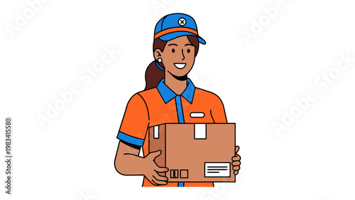 Delivering Service: A woman, representing reliability, wears a uniform while holding a package, ready to deliver goods