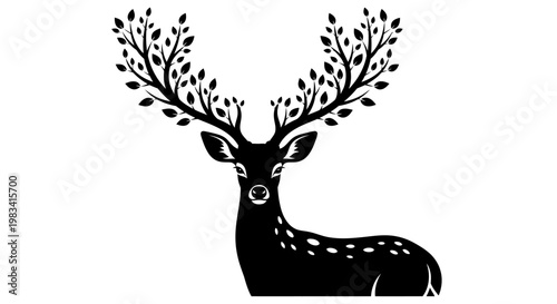 Majestic Deer with Antlers Like Tree Branches, Symbolizing Nature and Growth