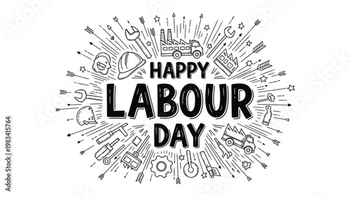 Happy Labour Day Doodle: a doodle celebrates Labour Day with icons and celebratory elements, evoking a sense of festivity and gratitude towards the working class. 