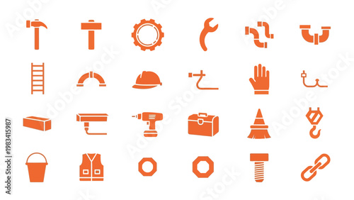 Craftsman's Toolbox: A meticulously curated collection of tools in vivid orange, laid out in an organized display to represent precision and the essence of craftsmanship.