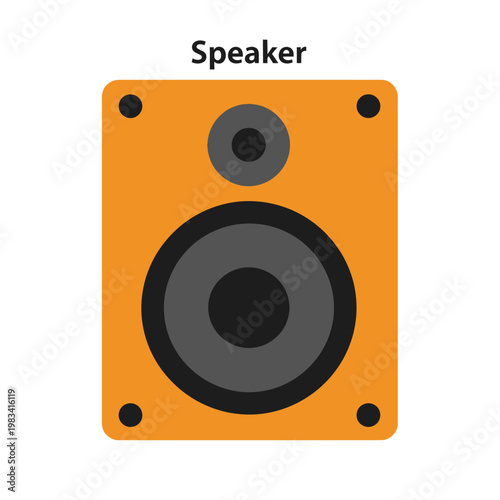 Orange Speaker Icon with Two Drivers, Audio Equipment, Sound System
