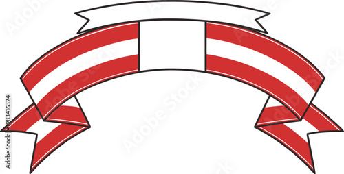 Red white and black peruvian flag waving banner with text