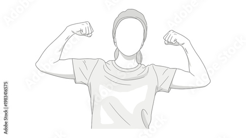 Strength and Confidence: A symbol of female empowerment, showcasing a woman in a stance of self-assurance and physical prowess, embodying resilience and personal strength.