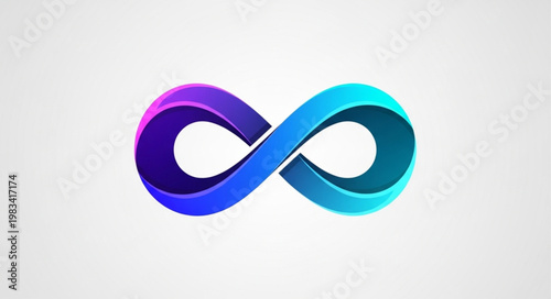 Three Dimensional Gradient Infinity Ribbon Symbol.
