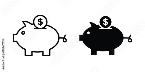 Piggy bank icon vectors set. vector icon for web design