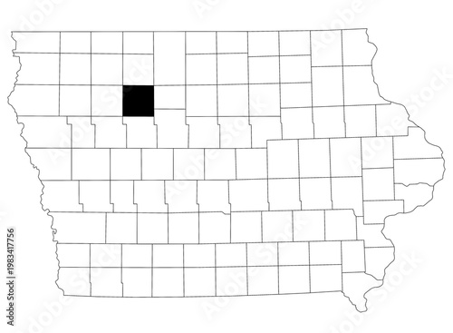 Принти на полотні Map of pocahontas  county in Iowa state on white background