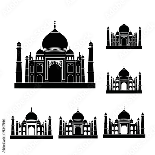 Taj Mahal Silhouette Collection: Iconic Indian Architecture Icons