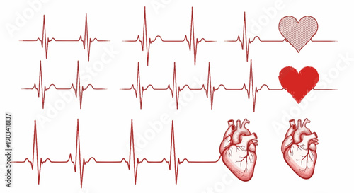 Heartbeat and anatomical hearts a visual representation of cardiovascular health