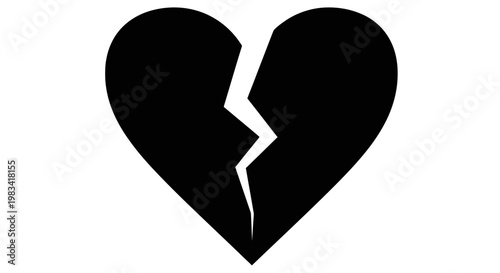 Broken heart silhouette a symbol of loss and emotional pain