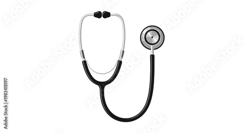 Silver and black stethoscope isolated on a white background