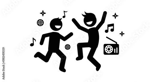 Two people dancing to music happily.