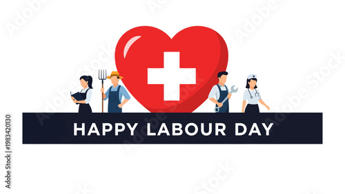 Labour Day Harmony: Depicting a heartfelt tribute to labor with diverse representation. It showcases the dedication and compassion of various essential workers, symbolizing unity and appreciation.