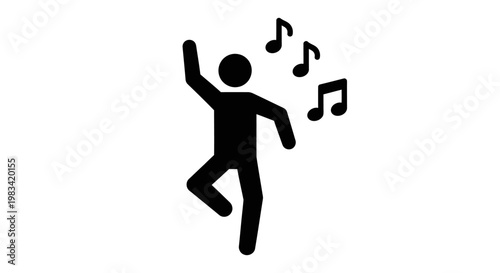 A person dancing with musical notes.