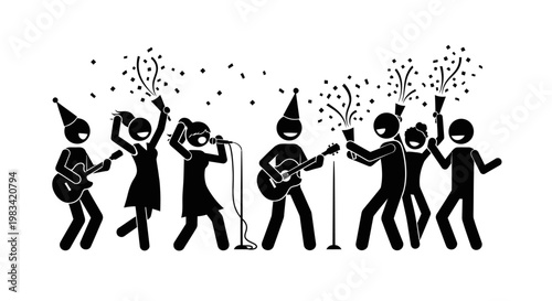 A group of people celebrating with music and dance.