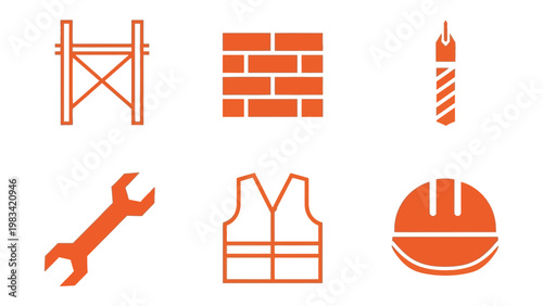 Construction Icon Set: A collection of meticulously crafted, minimalist icons capturing the essence of the building trade and the artistry of creation. 