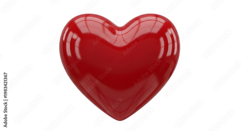 Fototapeta premium A glossy red heart symbol of love and affection in a three dimensional render