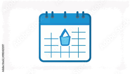 Calendar Icon with Water Drop Symbol.