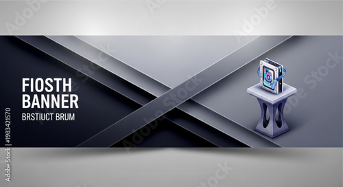 Three dimensional digital kiosk on pedestal.